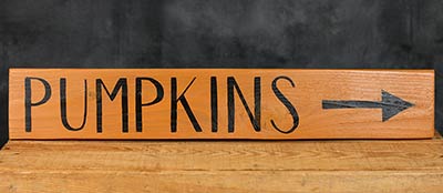 Pumpkins with Arrow Hand Lettered Wood Sign