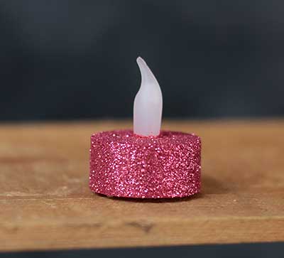 Pink Glitter LED Tealight Candle