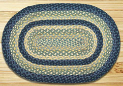 Breezy Blue, Taupe, and Ivory Braided Jute Rug, Oval - 27 x 45 inch