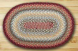 Thistle Green & Country Red Braided Rug, Oval - 27 x 45 inch