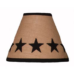 Country Primitive Americana Stars Star Red Rust Fabric Lampshade Lamp Shade 