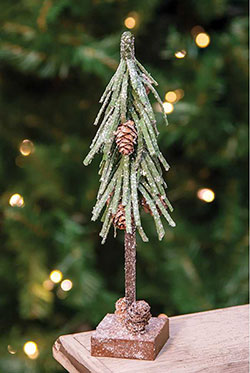 Glittered Pine Tree with Cones - 12 inch