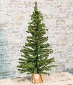 Primitive Antique Vtg Style Artificial Faux Pine 18" Green Christmas Tree Burlap 