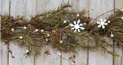 Primitive Berry & Pine Garland with Snowflakes