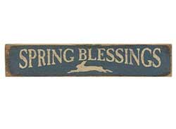 Spring Blessings Rustic Wood Sign - Blue