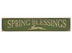 Spring Blessings Rustic Wood Sign - Green
