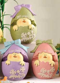 Chick in Easter Egg with Polka Dot Bow