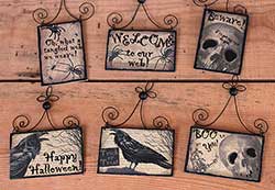 Spooky Halloween Postcard Picture Ornaments (Set of 6)