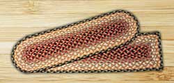Burgundy, Gray, and Creme Braided Jute Stair Tread - Oval