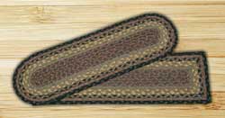 Brown, Black, and Charcoal Braided Jute Stair Tread - Oval