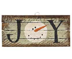 Joy Rustic Wood Sign with Snowman