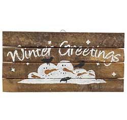 Winter Greetings Rustic Wood Sign