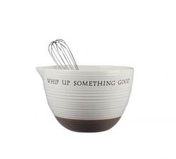 Ceramic Two-Tone Mixing Bowl with Whisk