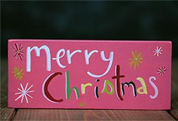 Merry Christmas Shelf Sitter - Retro Pink