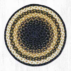 Blue and Mustard Braided Jute Chair Pad