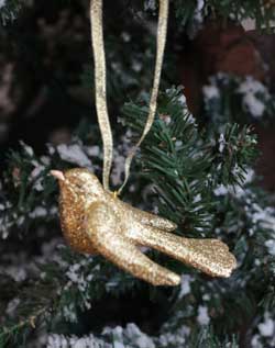 Glittered Bird Ornament - Gold