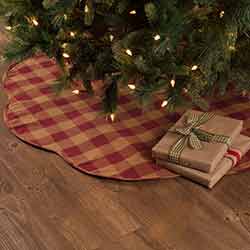 Burgundy Check Christmas Tree Skirt - 48 inch