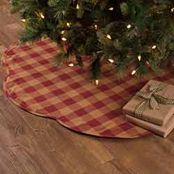 Burgundy Check Christmas Tree Skirt - 55 inch