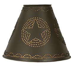 Star Punched Tin Lamp Shade - Rustic Brown