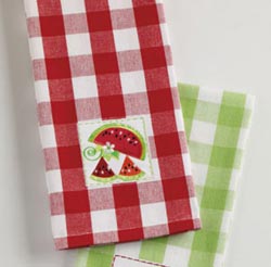Watermelons and Ants Embroidered Dishtowel