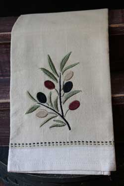 Olive Branch Embroidered Dishtowel