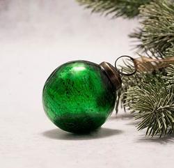 Green Crackled Glass 2 inch Ball Ornament