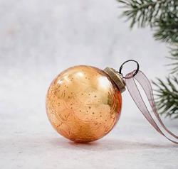 Honey Crackled Glass 2 inch Ball Ornament