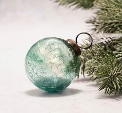 Mint Crackled Glass 2 inch Ball Ornament