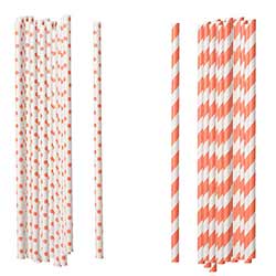 Coral Paper Straws (Set of 100)