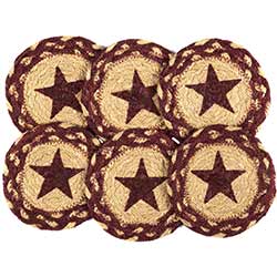 Burgundy Star Braided Coasters (Set of 6)