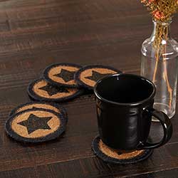 Farmhouse Black Star Jute Coasters (Set of 6)