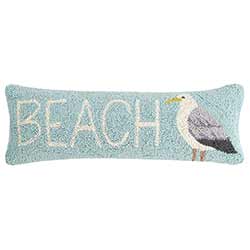 Beach And Seagull Hooked Pillow