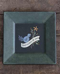 No Place Like Home Primitive Plate with Bluebird