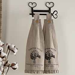 Sawyer Mill Charcoal Windmill Button Loop Kitchen Towels (Set of 2)