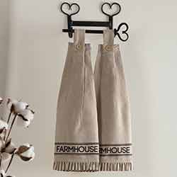 Sawyer Mill Charcoal Farmhouse Button Loop Kitchen Towels (Set of 2)