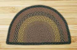 Brown, Black, and Charcoal Half Moon Braided Jute Rug - Small