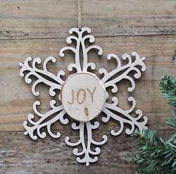 Snowflake Wood Slice Ornament - Joy