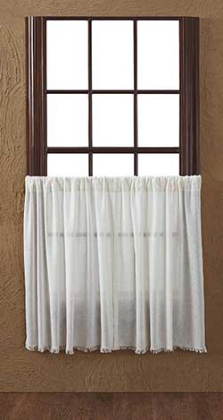 Antique White Tobacco Cloth Cafe Curtains - 36 inch Tiers