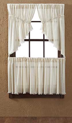 Tobacco Cloth Natural Cafe Curtains - 24 inch Tiers
