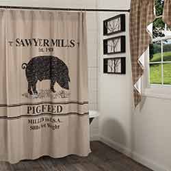 Sawyer Mill Charcoal Pig Shower Curtain