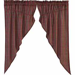 Tartan Red Plaid 63 inch Prairie Curtain
