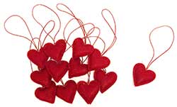 Red Felt Heart Ornaments (Set of 12)
