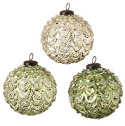 Gold or Green Glittered Ball Ornament