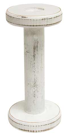 Antique White Wooden Candle Holder - Small