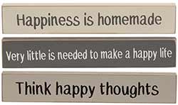 Happiness Mini Shelf Sitter Signs (Set of 3)