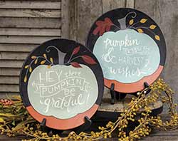 Be Grateful & Pumpkin Kisses Plates (Set of 2)