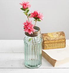 Recycled Glass Jar with Flower Frog