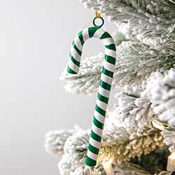 Green Metal Candy Cane Ornaments (Set of 4)