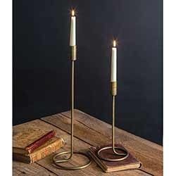 Antiqued Brass Candlesticks (Set of 2)