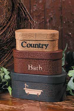 Country Bath Stacking Boxes (Set of 3)